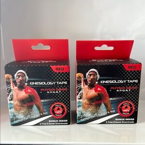 2pk Physix Gear Sport Red Kinesiology Tape Athletic Training Fitness Essentials